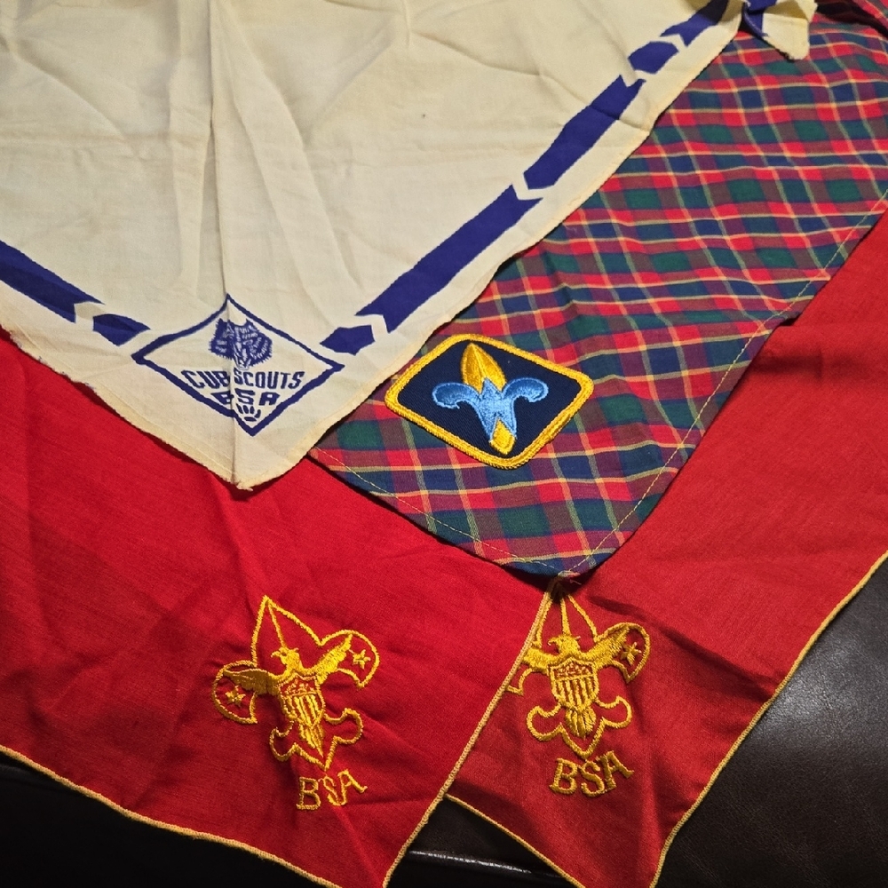 Vintage Neckerchief Set - Red, Blue, Cream